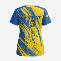 Custom Ukraine Football Scrub Top Blue And Yellow Grunge Style - Wonder Print Shop