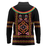 Cameroon Bamenda Long Sleeve Polo Shirt Toghu Traditional Pattern