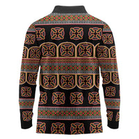 Bamenda Toghu Long Sleeve Polo Shirt Cameroon Traditional Pattern