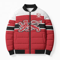 Custom Denmark Ice Hockey 2026 Bomber Puffer Jacket Fight for Glory Red Jersey