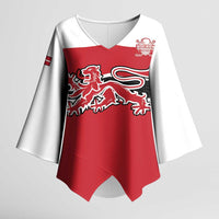 Custom Denmark Ice Hockey 2026 Kimono Sleeve Blouse Fight for Glory Red Jersey