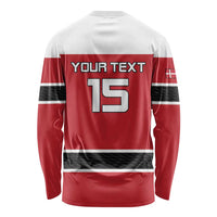 Custom Denmark Ice Hockey 2026 Long Sleeve Shirt Fight for Glory Red Jersey