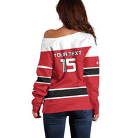 Custom Denmark Ice Hockey 2026 Off Shoulder Sweater Fight for Glory Red Jersey
