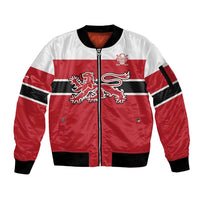 Custom Denmark Ice Hockey 2026 Sleeve Zip Bomber Jacket Fight for Glory Red Jersey