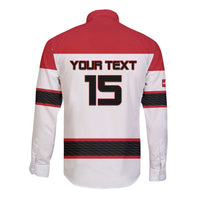 Custom Denmark Ice Hockey 2026 Long Sleeve Button Shirt Fight for Glory White Jersey
