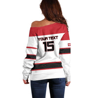 Custom Denmark Ice Hockey 2026 Off Shoulder Sweater Fight for Glory White Jersey