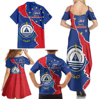 Happy Cape Verde Independence Day Family Matching Summer Maxi Dress and Hawaiian Shirt Coat Of Arms With Map