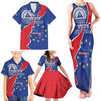 Happy Cape Verde Independence Day Family Matching Tank Maxi Dress and Hawaiian Shirt Coat Of Arms With Map