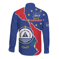 Happy Cape Verde Independence Day Long Sleeve Button Shirt Coat Of Arms With Map