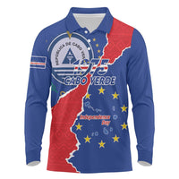 Happy Cape Verde Independence Day Long Sleeve Polo Shirt Coat Of Arms With Map