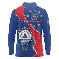 Happy Cape Verde Independence Day Long Sleeve Polo Shirt Coat Of Arms With Map
