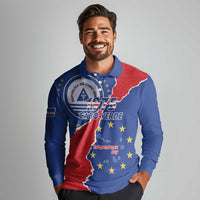 Happy Cape Verde Independence Day Long Sleeve Polo Shirt Coat Of Arms With Map