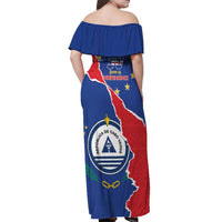 Happy Cape Verde Independence Day Off Shoulder Maxi Dress Coat Of Arms With Map