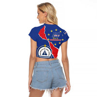 Happy Cape Verde Independence Day Raglan Cropped T Shirt Coat Of Arms With Map