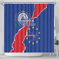 Happy Cape Verde Independence Day Shower Curtain Coat Of Arms With Map