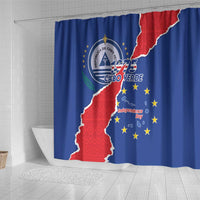 Happy Cape Verde Independence Day Shower Curtain Coat Of Arms With Map