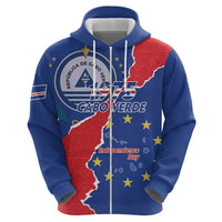 Happy Cape Verde Independence Day Zip Hoodie Coat Of Arms With Map