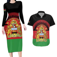 Personalized Malawi Independence Day Couples Matching Long Sleeve Bodycon Dress and Hawaiian Shirt Coat Of Arms Flag Style