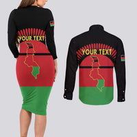 Personalized Malawi Independence Day Couples Matching Long Sleeve Bodycon Dress and Long Sleeve Button Shirt Coat Of Arms Flag Style