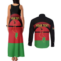 Personalized Malawi Independence Day Couples Matching Tank Maxi Dress and Long Sleeve Button Shirt Coat Of Arms Flag Style