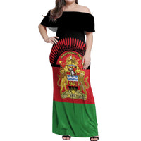 Personalized Malawi Independence Day Off Shoulder Maxi Dress Coat Of Arms Flag Style