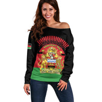 Personalized Malawi Independence Day Off Shoulder Sweater Coat Of Arms Flag Style