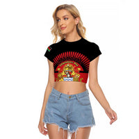 Personalized Malawi Independence Day Raglan Cropped T Shirt Coat Of Arms Flag Style