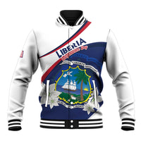 Personalized Liberia Independence Day Baseball Jacket Coat Of Arms Pepper Flowers