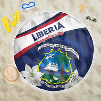 Liberia Independence Day Beach Blanket Coat Of Arms Pepper Flowers