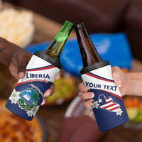 Personalized Liberia Independence Day 4 in 1 Can Cooler Tumbler Coat Of Arms Pepper Flowers