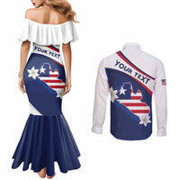 Personalized Liberia Independence Day Couples Matching Mermaid Dress and Long Sleeve Button Shirt Coat Of Arms Pepper Flowers