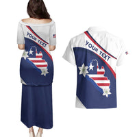 Personalized Liberia Independence Day Couples Matching Puletasi and Hawaiian Shirt Coat Of Arms Pepper Flowers