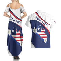 Personalized Liberia Independence Day Couples Matching Summer Maxi Dress and Hawaiian Shirt Coat Of Arms Pepper Flowers