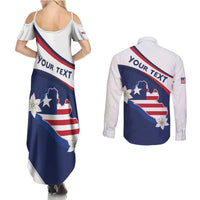Personalized Liberia Independence Day Couples Matching Summer Maxi Dress and Long Sleeve Button Shirt Coat Of Arms Pepper Flowers