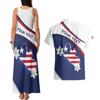 Personalized Liberia Independence Day Couples Matching Tank Maxi Dress and Hawaiian Shirt Coat Of Arms Pepper Flowers