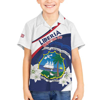 Personalized Liberia Independence Day Family Matching Summer Maxi Dress and Hawaiian Shirt Coat Of Arms Pepper Flowers