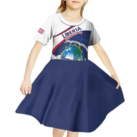 Personalized Liberia Independence Day Kid Short Sleeve Dress Coat Of Arms Pepper Flowers