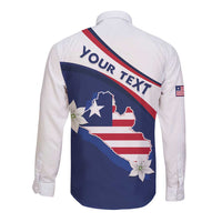 Personalized Liberia Independence Day Long Sleeve Button Shirt Coat Of Arms Pepper Flowers