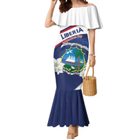 Personalized Liberia Independence Day Mermaid Dress Coat Of Arms Pepper Flowers