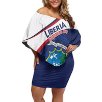 Personalized Liberia Independence Day Off Shoulder Short Dress Coat Of Arms Pepper Flowers
