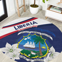 Liberia Independence Day Round Carpet Coat Of Arms Pepper Flowers