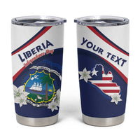 Personalized Liberia Independence Day Tumbler Cup Coat Of Arms Pepper Flowers