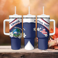 Personalized Liberia Independence Day Tumbler With Handle Coat Of Arms Pepper Flowers