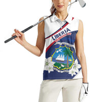 Personalized Liberia Independence Day Women Sleeveless Polo Shirt Coat Of Arms Pepper Flowers