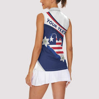 Personalized Liberia Independence Day Women Sleeveless Polo Shirt Coat Of Arms Pepper Flowers