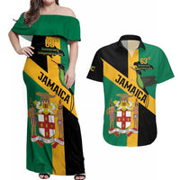 Jamaica Couples Matching Off Shoulder Maxi Dress and Hawaiian Shirt 63rd Anniversary Independence Day