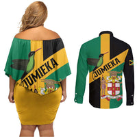 Jamaica Couples Matching Off Shoulder Short Dress and Long Sleeve Button Shirt 63rd Anniversary Independence Day