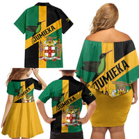 Jamaica Family Matching Off Shoulder Short Dress and Hawaiian Shirt 63rd Anniversary Independence Day