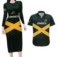 Jamaica Rugby Custom Couples Matching Long Sleeve Bodycon Dress and Hawaiian Shirt Go Jamaica Crocs Go