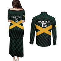 Jamaica Rugby Custom Couples Matching Puletasi and Long Sleeve Button Shirt Go Jamaica Crocs Go